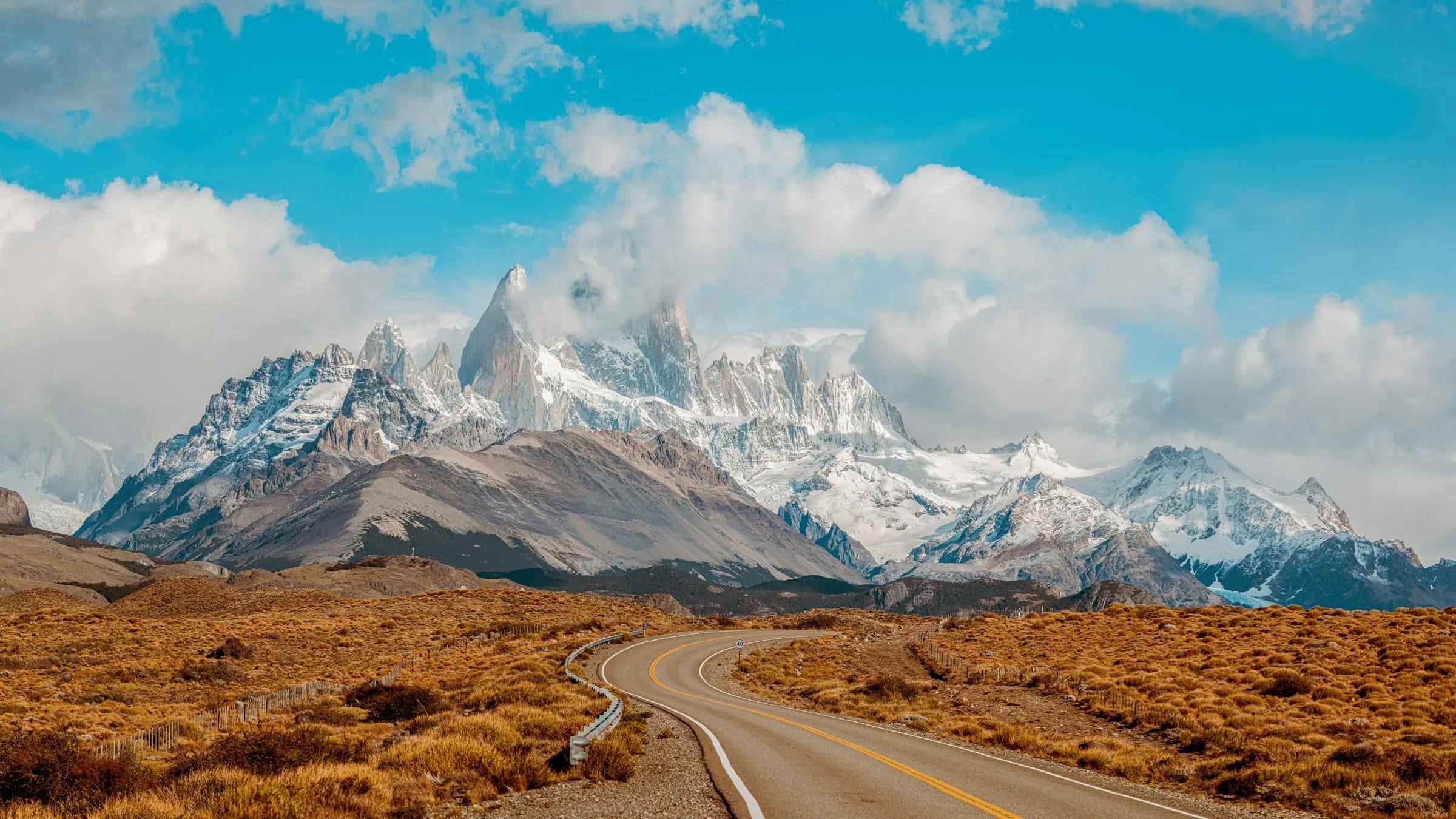 Road toward Fitz Roy mountain in Argentine Patagonia