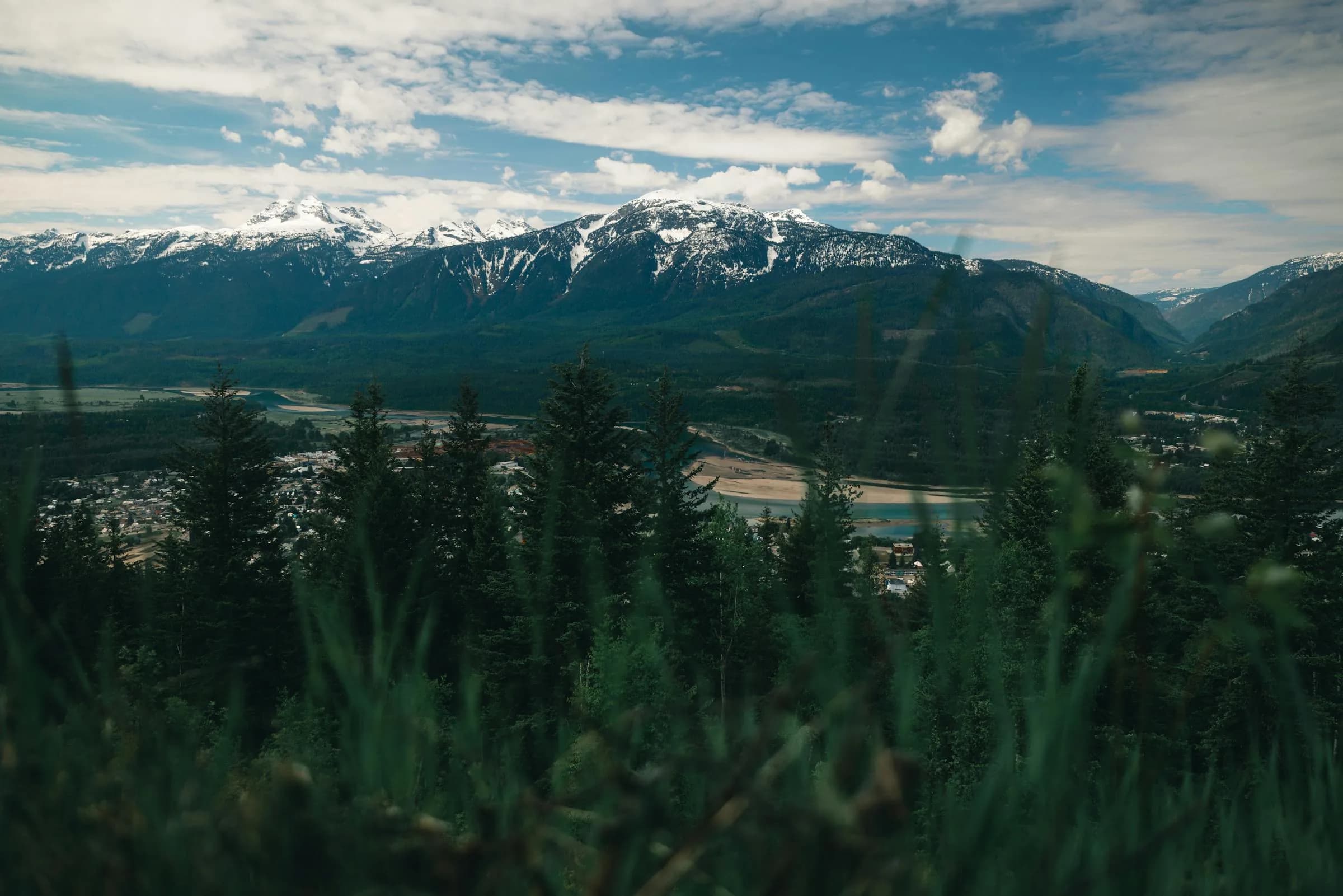 Snow-capped mountains in Revelstoke, BC