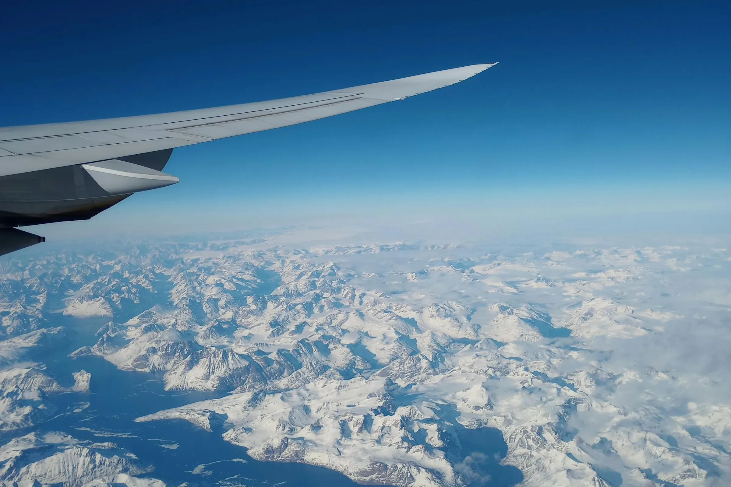 Aerial view of icy Greenland from above