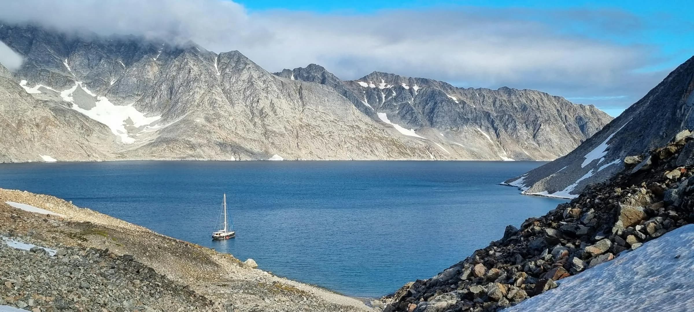 Scenic panorama of a Greenland fjord