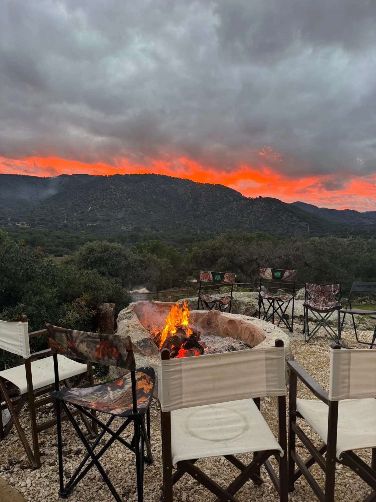 Firelight above the valley at El Encinarejo