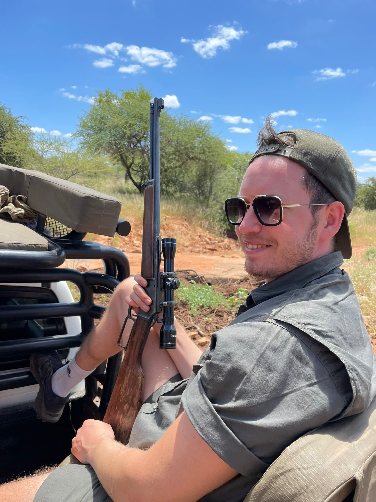 A hunter out on the red Kalahari sand